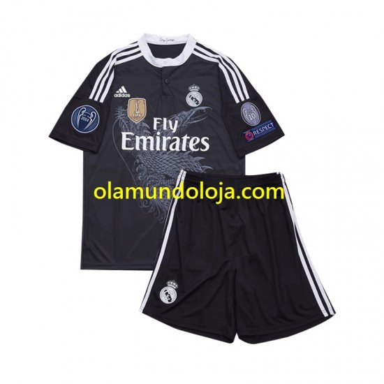 Camisola Real Madrid 2014 Retro Criança Equipamento Terceiro Manga Curta